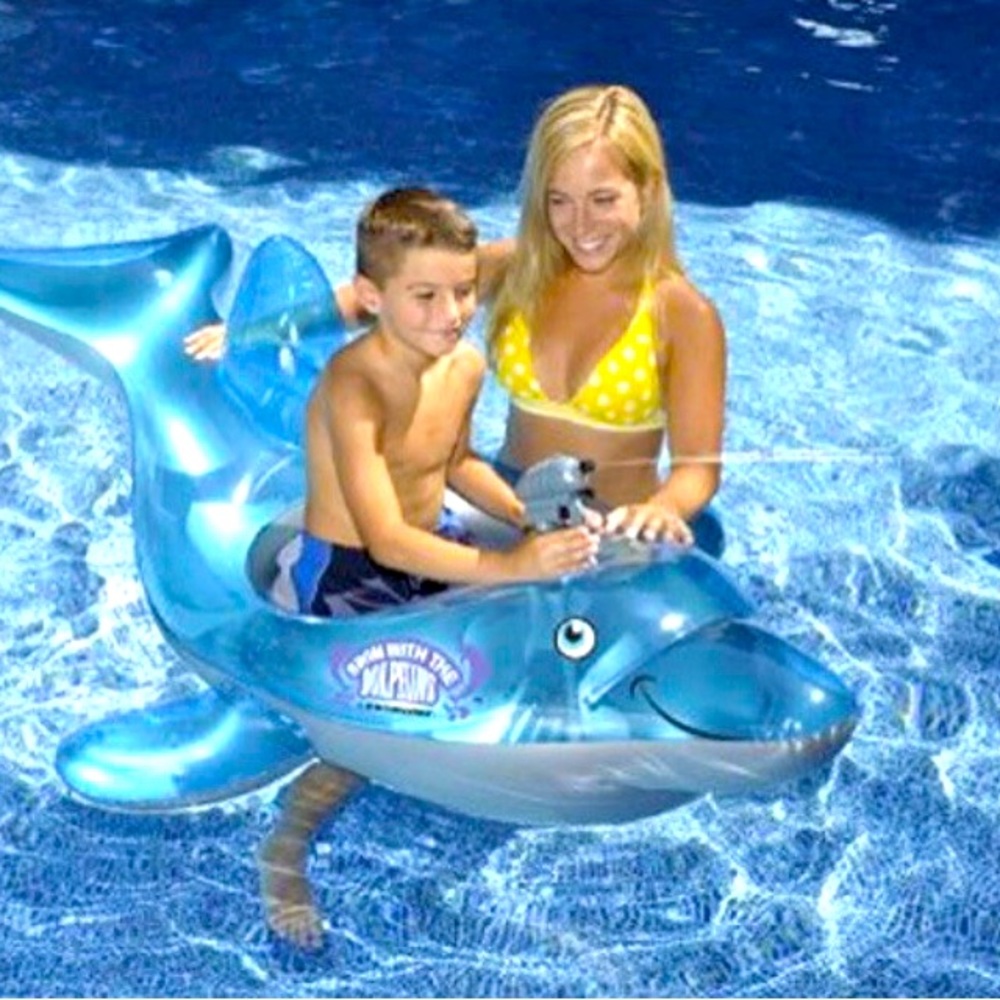 Inflatable Sit-in Dolphin Pool Water Squirter.